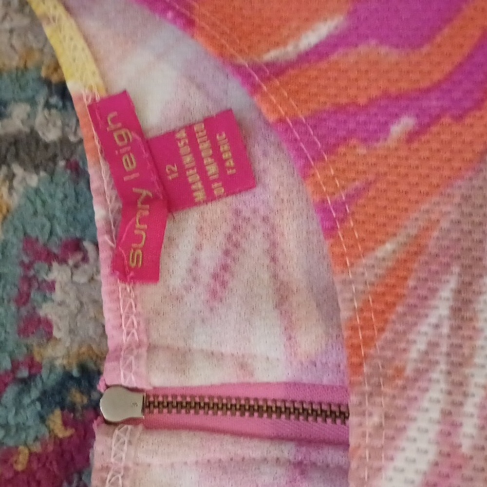 Sunny Leigh Pink Abstract Print Sheath Dress M - Picture 2 of 5